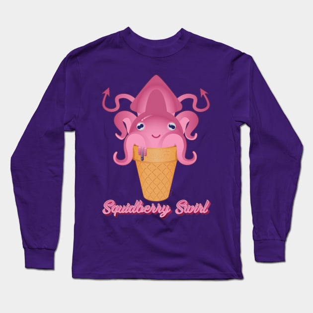 Squidberry Swirl Cute Squid Ice Cream Cone Long Sleeve T-Shirt by DanielLiamGill